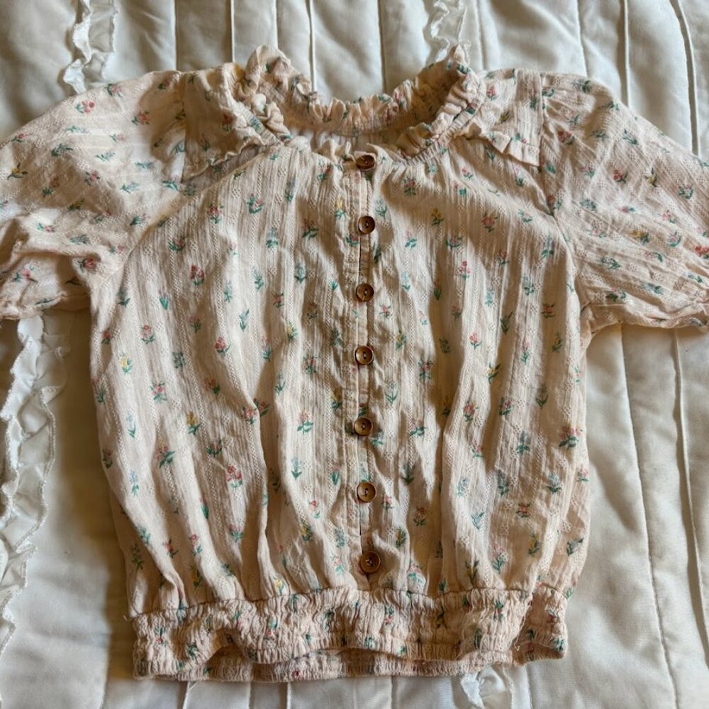 Sweet Honey Girls Size 10 Floral Pale Pink Crop Top